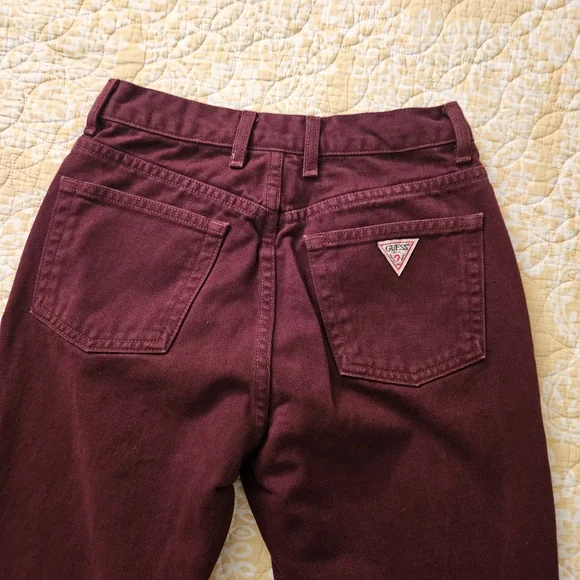 RARE Vintage Guess High Rise Straight Leg Jeans Maroon - Picture 1 of 13